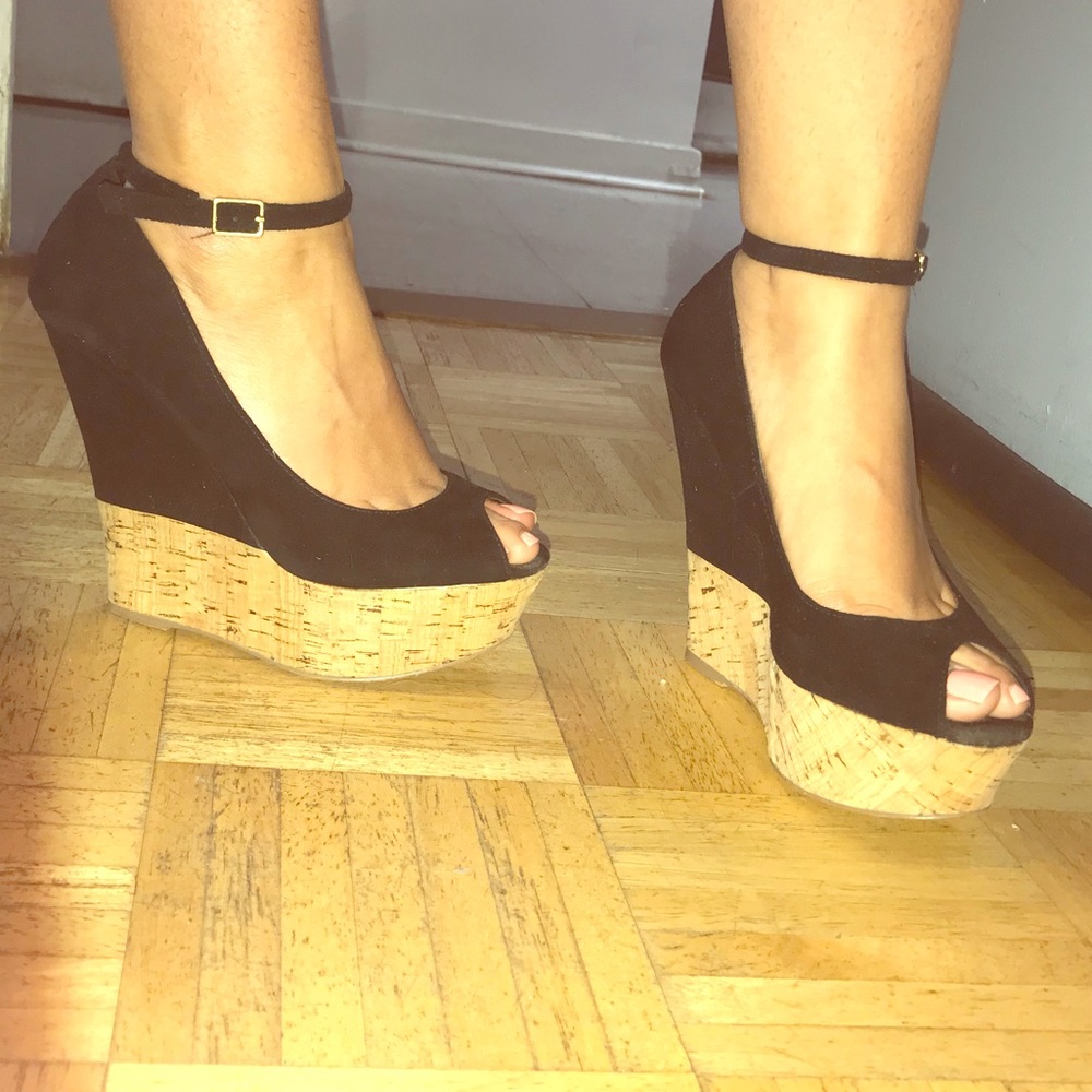 Black and wooden Steve Madden  wedges